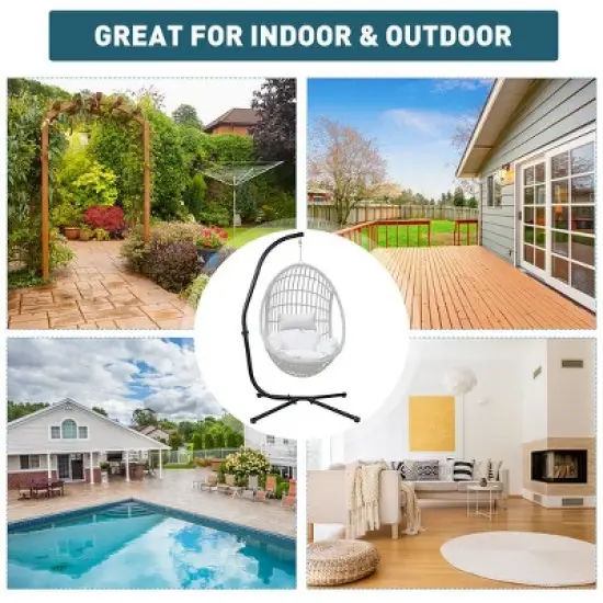 Hammock Steel C Stand -Stand for Hanging Hammock Chairs - 300 Pound Capacity, Black image {6}