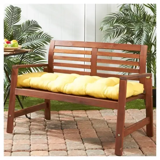 Solid Outdoor Bench Cushion - Sunbeam - Kensington Garden image {1}