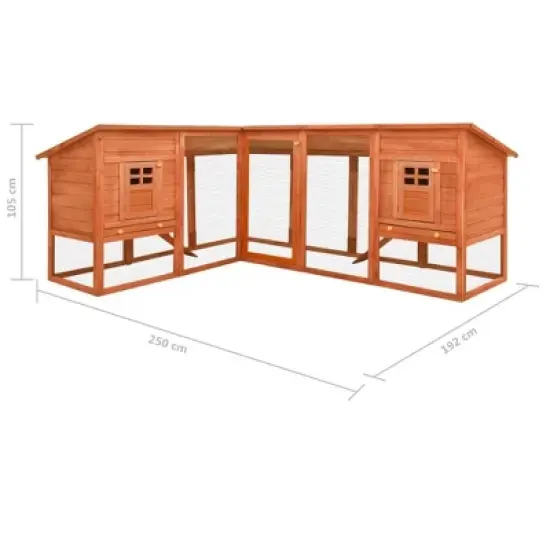 vidaXL Rabbit Hutch 2-Tier Bunny Cage with Pull Out Tray House Solid Fir Wood - Brown image {8}