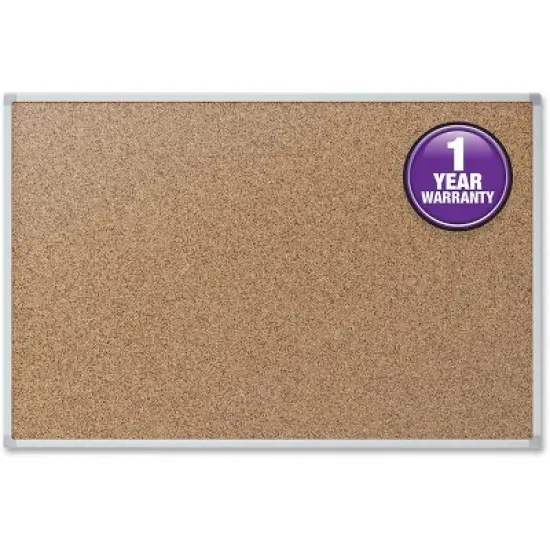 Mead - Classic - Cork Bulletin Board - Aluminum Frame - Natural Cork Surface - Silver - 36 in. x 48 in. - 1 Each image {1}