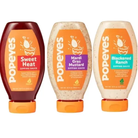 Popeyes Sauce Variety Pack (Blackened Ranch, Sweet Heat, and Mardi Gras Honey Mustard) image {5}