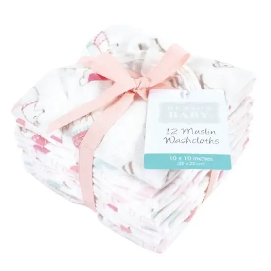 Hudson Baby Infant Girl Cotton Muslin Washcloths, Llama, One Size image {1}