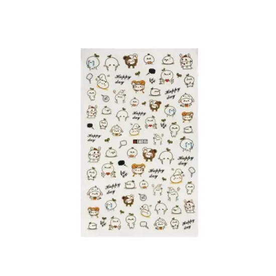 Wrapables 4 Sheets Nail Stickers Nail Art Set - Bears & Pandas Nail Stickers image {1}