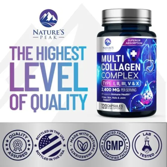 Collagen Peptides for Women & Men - Hydrolyzed Supplement for Skin Bone Support - 60 Capsules;120 Capsules image {3}