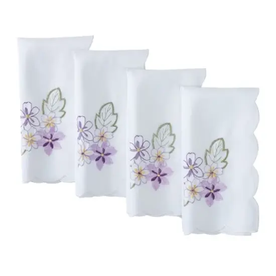 Spring Hydrangea Floral Cutwork Napkins, Set of 4 - Multicolor - 17x17 - Elrene Home Fashions image {4}