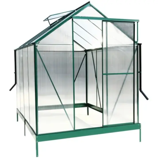 Polycarbonate Greenhouse, Aluminum Walk-in Greenhouses with Raised Base, Plant Greenhouse with Rain Gutter for Outdoor Garden Backyard image {9}