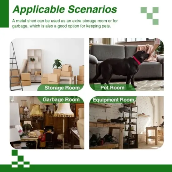 Gulches 10X8 FT Outdoor Storage Shed, All Weather Metal Sheds with Lockable Doors, Tool Shed for Garden, Patio, Backyard, Lawn, Grey image {5}