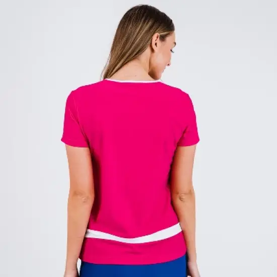 Calypsa Womens Short Sleeve Color Block Rash Guard image {1}