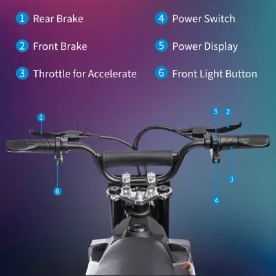 36V Ride On Dirt Bike for Kids,Fast Speed Electric Powered Off-Road Motorcycle,15.5MPH,Led Light,Leather Seat,Disc Brake,Air-Filled Tires,Black image {1}