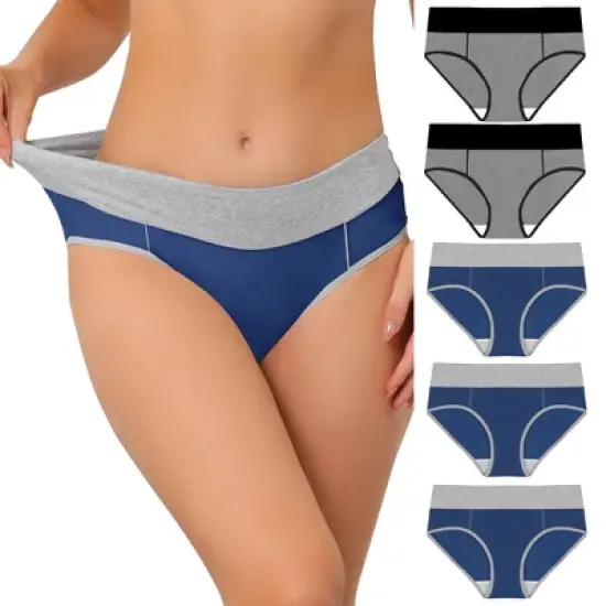 Agnes Orinda Women's 5 Packs High Rise Brief Stretchy Underwear image {17}
