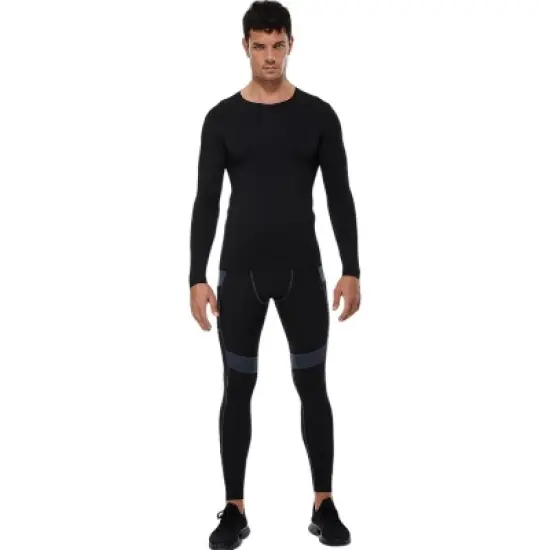 Anna-Kaci Active Men's Long Sleeve Compression Shirt with Crew Neck and Stretch Performance Fit image {5}