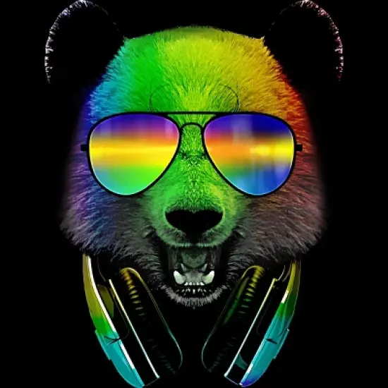 Junior's Design By Humans DJ Panda By clingcling T-Shirt image {1}