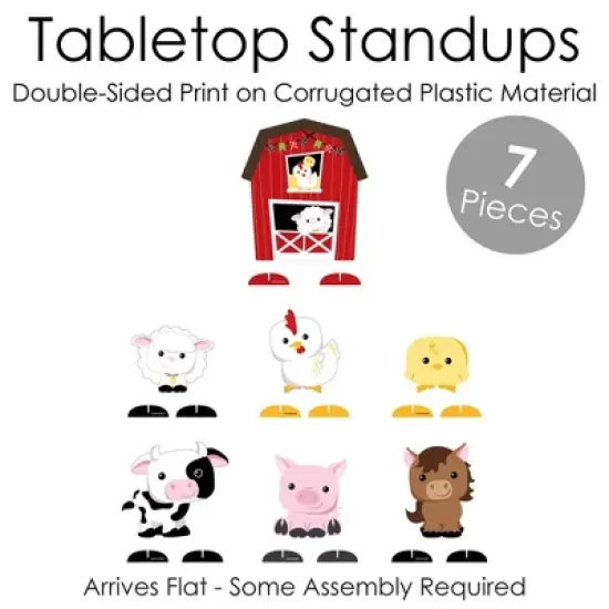 Big Dot of Happiness Farm Animals - Barnyard Baby Shower or Birthday Party Centerpiece Table Decorations - Tabletop Standups - 7 Pieces image {3}