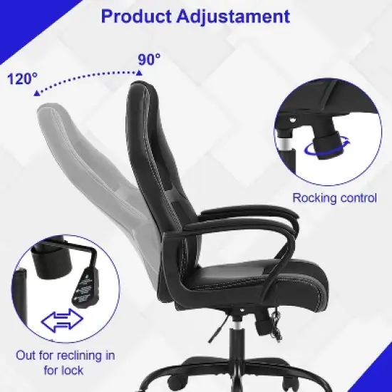 BestMassage Gaming Chair Office Chair with Lumbar Support Adjustable Height PU Leather Executive Chair for Women Men Adults image {2}