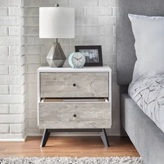 Crislana Mid-Century Nightstand White/Weathered Gray - Buylateral image {2}