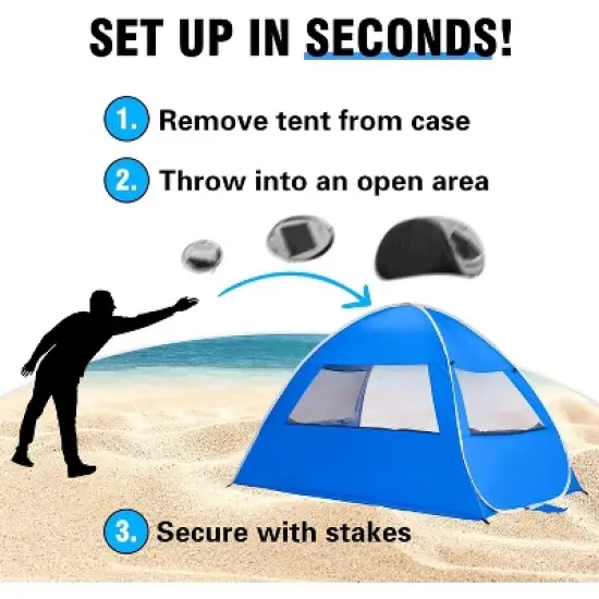 Boersma UPF 50+ Pop Up Beach Tent &ndash; Fits 4 people, easy setup, portable cabana with sun protection. Perfect for beach, camping, or outdoor shade. image {5}