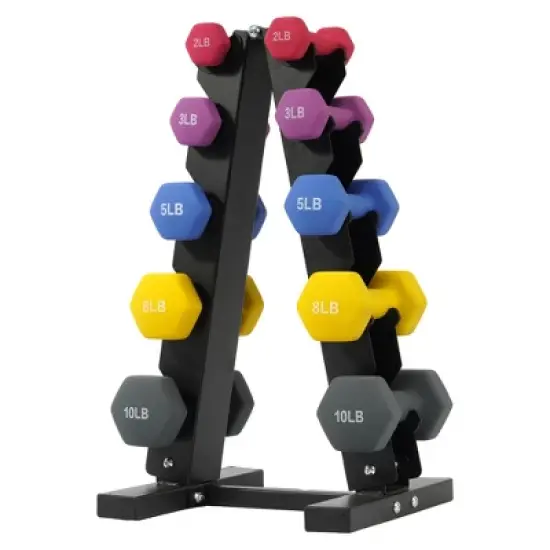 Gulches Color Neoprene Dumbbell Set with Rack, Multiple Weight Options, Set image {5}