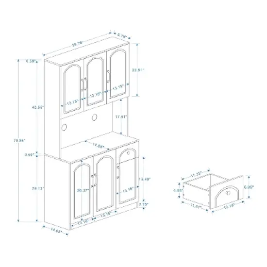 AndMakers White Wood 39.76 in. Pantry Cabinet with Microwave Oven Countertop image {14}