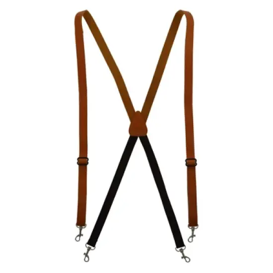 CTM Men's Smooth Coated Leather Slim Width Suspenders with Metal Swivel Hook Ends image {5}