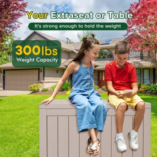 Yardgrace 30/45/80/100 Gallon Weather Resistant Storage and Seating Outdoor Deck Box image {1}