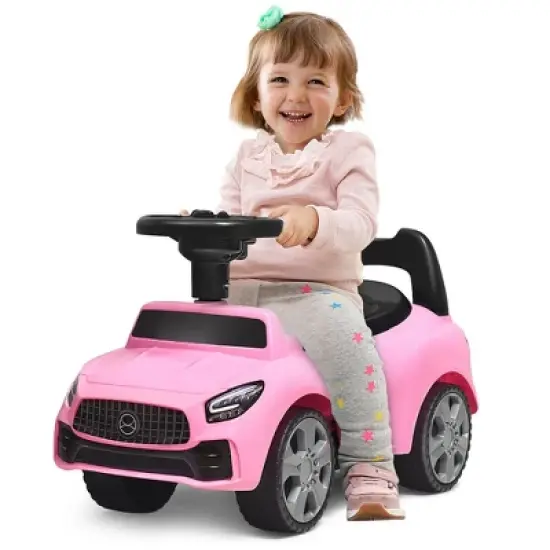 Costway Foot-to-Floor Kids Ride-On Push Car w/ Horn and Music White\Pink image {7}