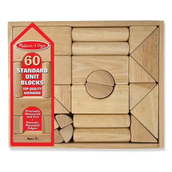 Melissa & Doug Standard Unit Solid-Wood Building Blocks With Wooden Storage Tray (60pc) image {2}