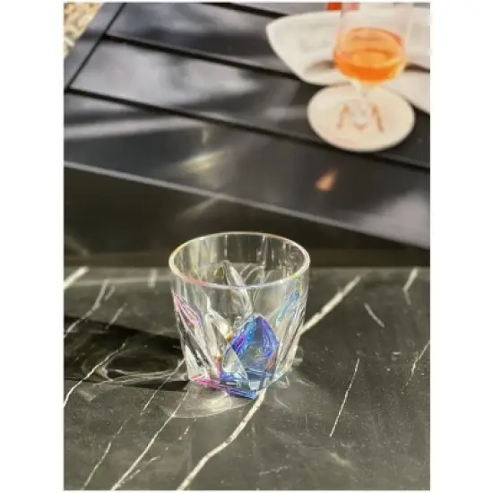 Rainbow Diamond Acrylic Glasses Drinking Set of 4 DOF (9oz), Plastic Drinking Glasses, BPA Free Cocktail Glasses, Drinkware Set image {3}