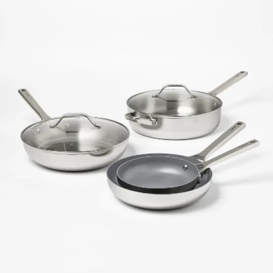 12pc Stainless Steel Nonstick Cookware Set Dark Gray - Figmint&trade;: Induction & Oven Safe, Dishwasher-Safe, 18 Pieces image {2}