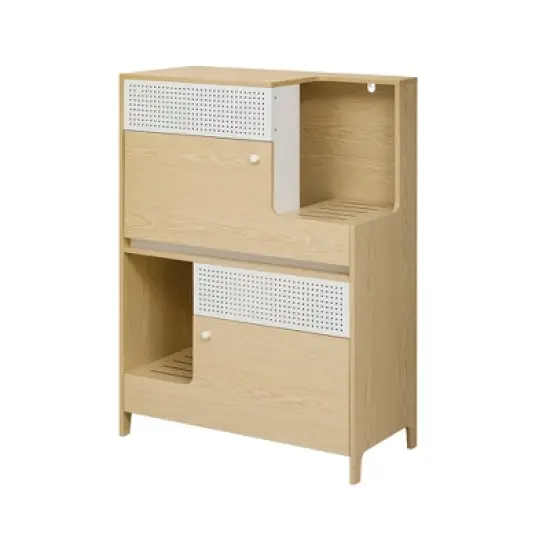 Cat Litter Box Enclosure for 2 Cats, Furniture Style Pet House with 2 Flip-Down Doors, Hidden  Litter Box Furniture, Cat Washroom End Table for Home image {2}