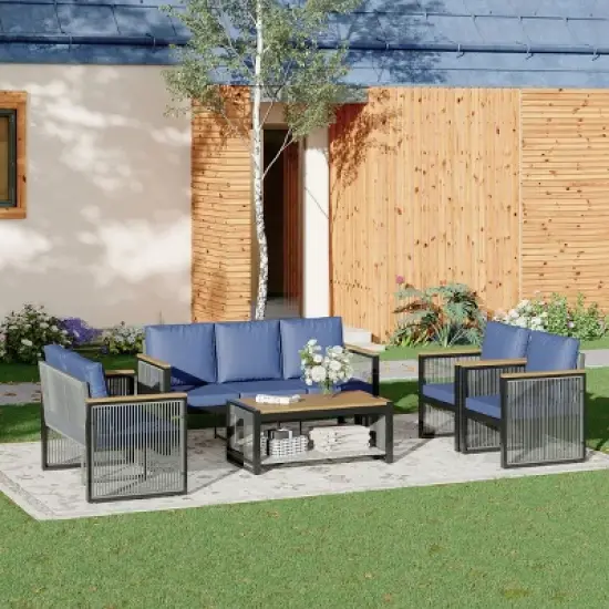 EROMMY 5 Pieces Patio Set Outdoor Furniture Sets Modern Chair Conversation Sets With Coffee Table image {8}