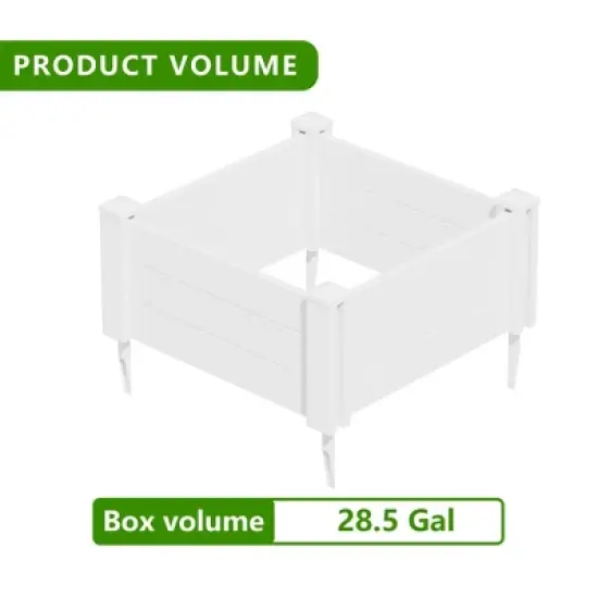 Lirago 28" x 28 x13" White PVC Modular Garden Fence Panel Durable Easy to Install Soil Improvement Solution image {5}