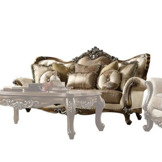 88" Latisha Fabric Pattern Sofa Tan/Antique Oak - Acme Furniture image {4}