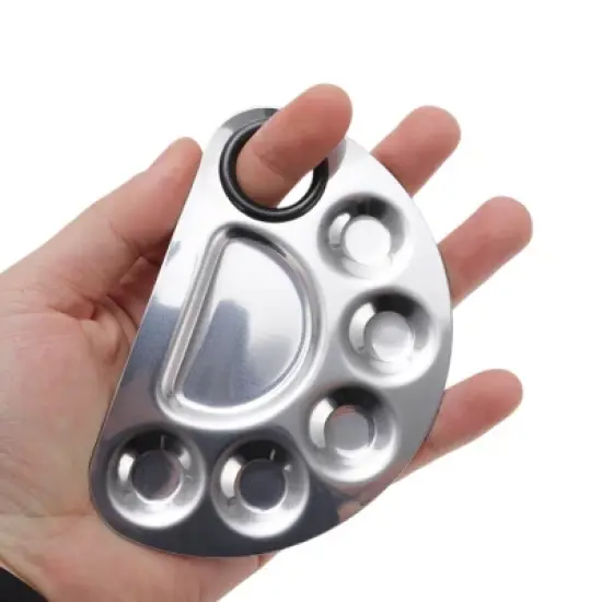 Unique Bargains Portable Small Semicircle Nail Art Palette Silver Tone 1 Set image {2}