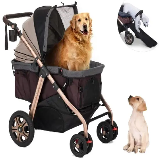 HPZ Pet Rover Titan HD SUV Stroller - Super-Sized Dog/Cat/Pet Stroller SUV Travel Carriage/w Access Ramp/Pumpless Rubber Wheels/Aluminum Frame image {12}