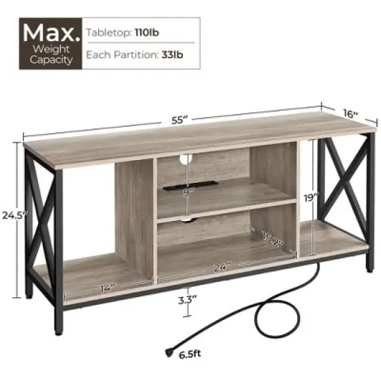 Yaheetech Industrial TV Stand TV Console with Storage image {2}