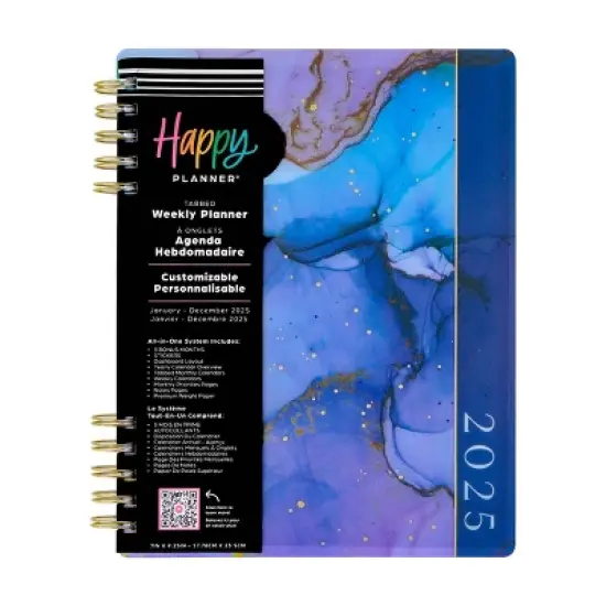 The Happy Planner 2025 Weekly/Monthly Planner 9.75"x8.75" Classic Ethereal Elements: Adult Twin-Wire Calendar, 7x9.25" image {1}