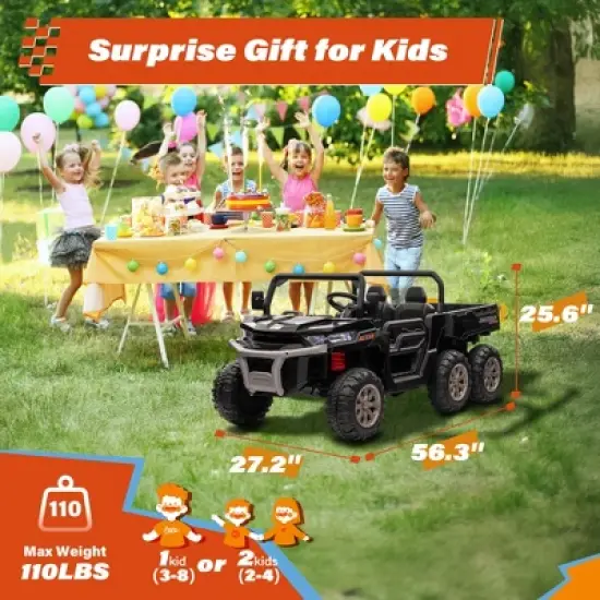 24V 2 Seater Ride on Car Dump Truck, 4WD Powerful Kids UTV w/2.4G Remote, 3 Adjustable Speed, Bluetooth Music, Spring Suspension image {1}