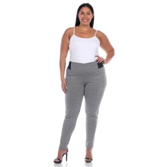 Women's Plus Size Jacquard Slim Pants - White Mark image {3}