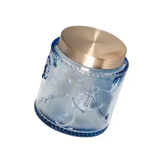 Slickblue Light Blue Pirate Design Glass Canister with Stainless Steel Lid - 16 oz. image {2}