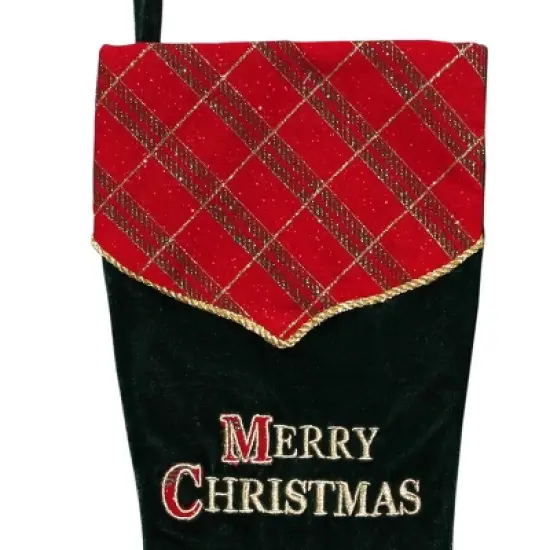 Northlight 19" Green and Red 'Merry Christmas' Christmas Stocking image {1}