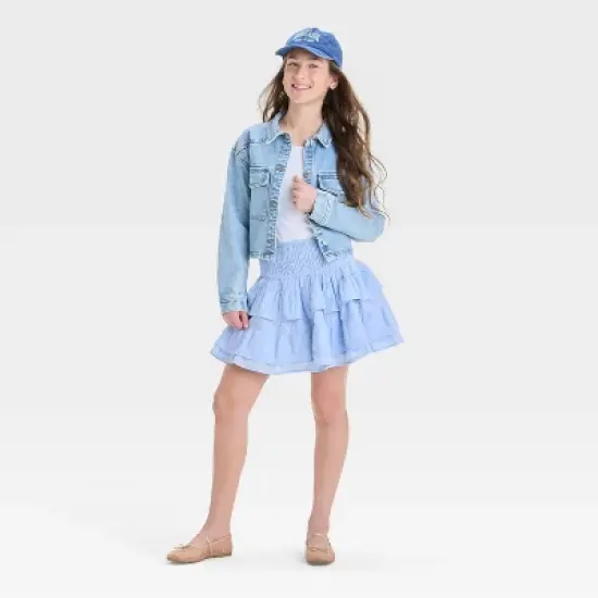 Girls' Smocked Waist Tiered Circle Skirt - art class&trade; image {2}