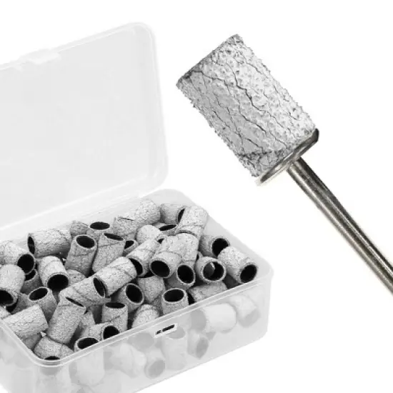 Unique Bargains Nail Drill Bits 80 Grit Sanding Bands Set 100 Pcs White image {5}