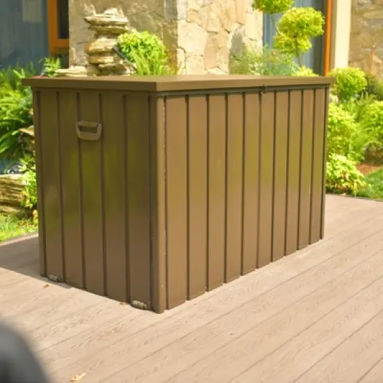 Christopher Knight Home Yale Outdoor 200Gallon Galvanized Steel Storage Deck Box with Handles and Lockable image {8}