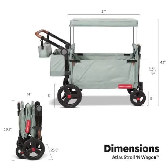 Radio Flyer Atlas Kid and Cargo Stroller Wagon - Sage image {4}