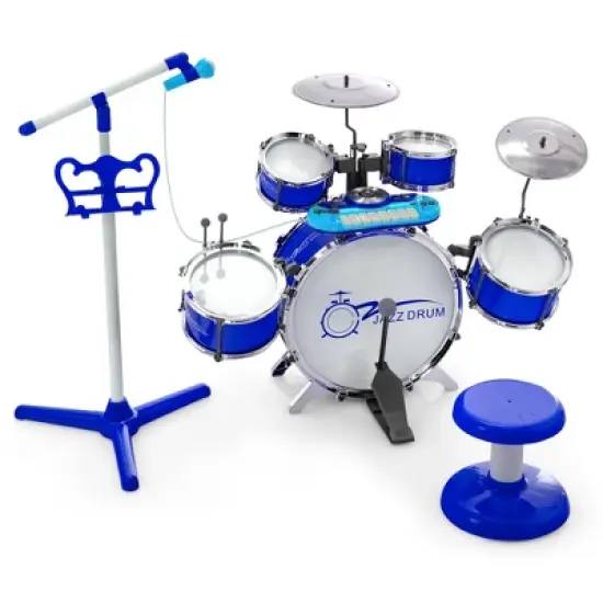 Costway Jazz Drum Set for Toddler Kids Educational Toy w/Keyboard Cymbal Microphone image {10}