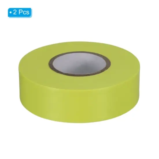 Unique Bargains PVC Non-Adhesive Flagging Tapes for Trail Outdoor 2 Pcs Yellow 1" x 147 ft image {2}