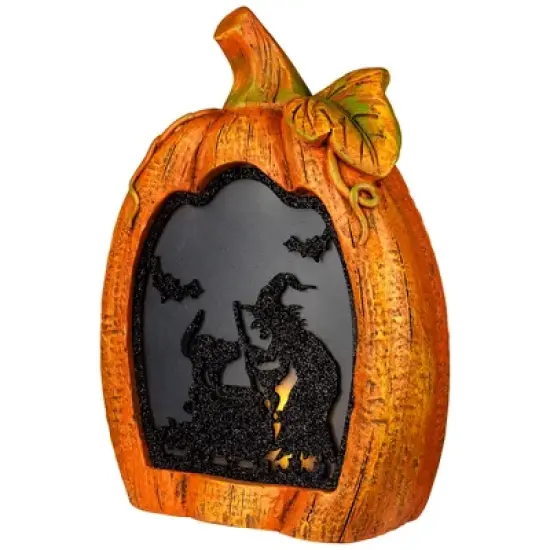 Northlight Witch Stirring Flickering Cauldron Scene Inside Pumpkin Halloween Decoration - 13" - LED Orange Light image {3}