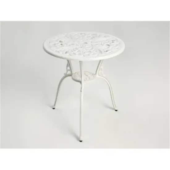 SKRAN Set of 3 Outdoor Table and Chair Set ,Rust-Resistant Cast Aluminum Patio Bistro Set for Patio, Balcony, Garden, White image {3}