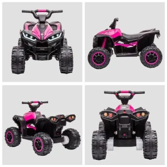 Aosom 12V Kids ATV Quad Car with Forward & Backward Function, Four Wheeler for Kids with Wear-Resistant Wheels, Music image {4}