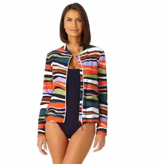 Anne Cole - Women's Long Sleeve Zip Front Rash Guard Top image {5}